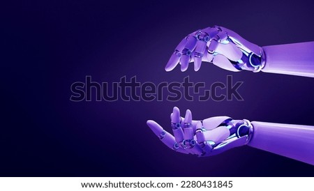 Robot hand shake human background futuristic digital age, artificial intelligence, science technology, electronics robotics Royalty-Free Stock Photo #2280431845