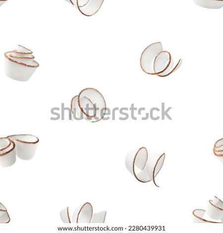 Coconut curls isolated on white background, SEAMLESS, PATTERN Royalty-Free Stock Photo #2280439931