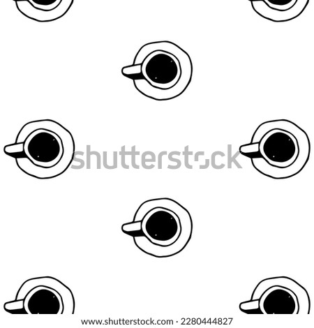 Seamless vector pattern cup and saucer. coffee tea