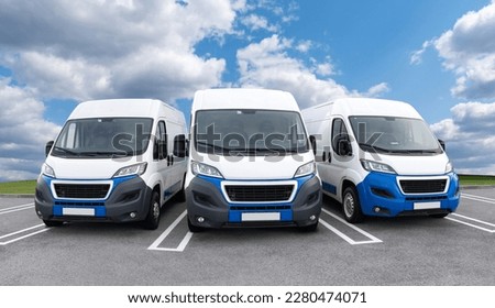 Vans are parked in row. Commercial fleet Royalty-Free Stock Photo #2280474071