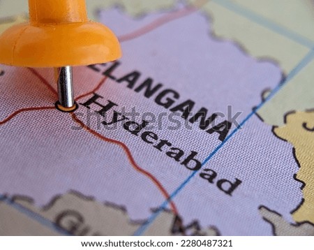 Hyderabad city highlighted in india map Royalty-Free Stock Photo #2280487321