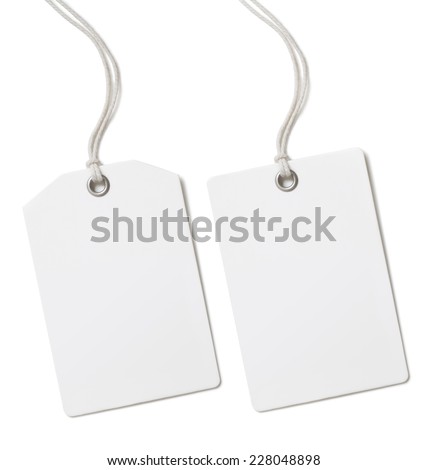 Blank paper price tag or label set isolated on white