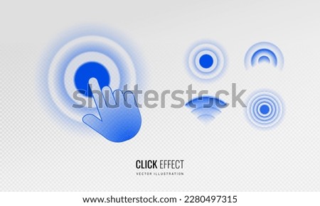Touch wave from hand gesture on transparent background. Button circle wave icon and click on display hand movement. Vector illustration Royalty-Free Stock Photo #2280497315