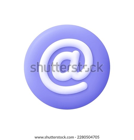 E-mail symbol button. Online communication, messaging and mailing concept. 3d vector icon. Cartoon minimal style. Royalty-Free Stock Photo #2280504705