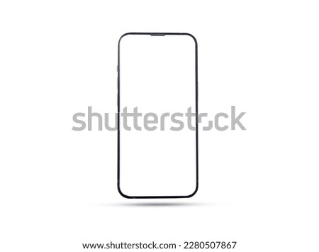 Smartphone mockup , Isolated of mobile phone with blank screen frame template on white background. Royalty-Free Stock Photo #2280507867