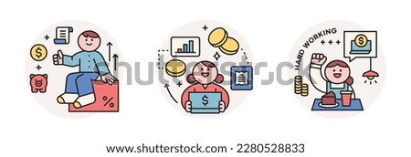 Finance and people, accounts for household economic growth, investment plan management. financial plan. Vector illustration.