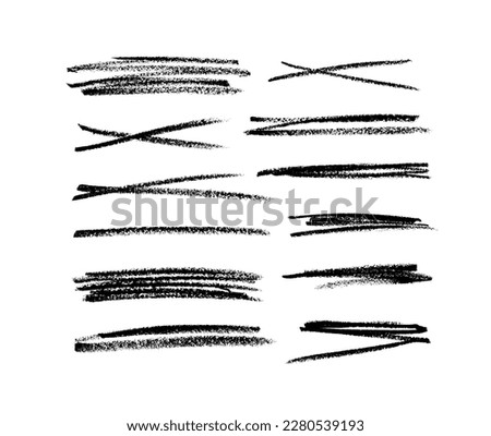 Grunge strikethrough and underline elements. Set of hand drawn pencil lines and strokes. Doodle vector graphic elements. Typography black ink brush lines. Crosses horizontal strokes. Royalty-Free Stock Photo #2280539193