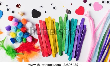 A set of various and colorful materials for children's crafts. Children's craft, artistic development of children Royalty-Free Stock Photo #2280543511