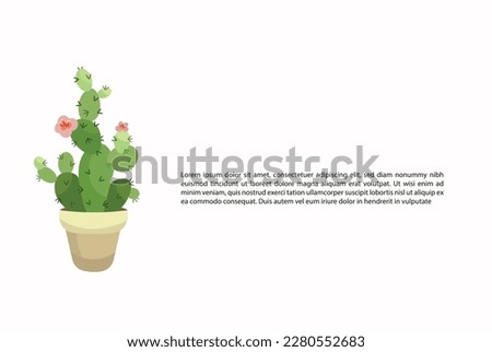 trendy home decor with plants, cacti, tropical leaves in stylish planters and pots. Vector illustration