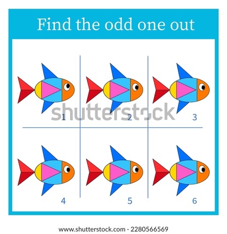 Find the odd one out. Logic puzzle for children. Kids activity sheet. Vector illustration. Royalty-Free Stock Photo #2280566569
