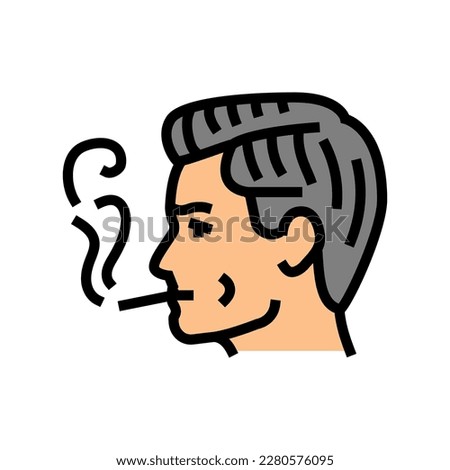 male smoking cigarette color icon vector. male smoking cigarette sign. isolated symbol illustration