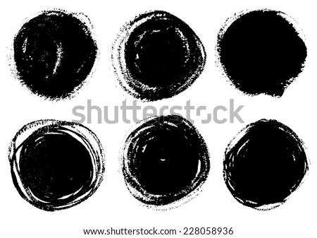 Vector set of grunge circle brush strokes. Royalty-Free Stock Photo #228058936