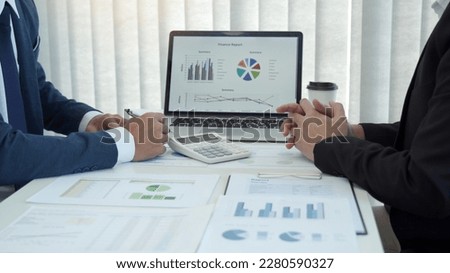 Teamwork with business people analysis cost graph on desk at meeting room. Royalty-Free Stock Photo #2280590327