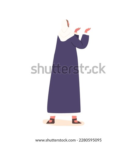 Ancient Israelite Woman Standing With Uplifted Hands Rear View, Expressing Fervent Emotion Or Prayer Royalty-Free Stock Photo #2280595095