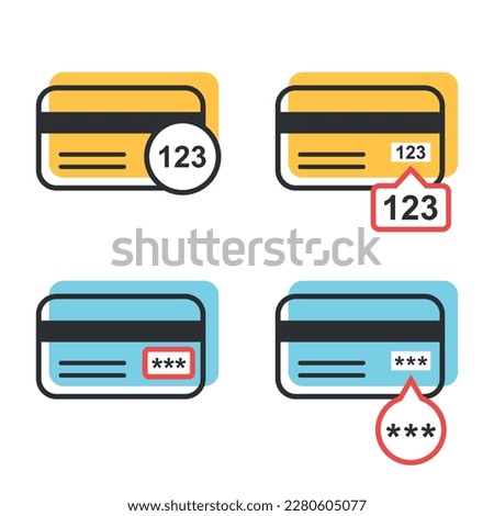 Credit card icon in flat style. CVV verification code vector illustration on isolated background. Payment sign business concept. Royalty-Free Stock Photo #2280605077