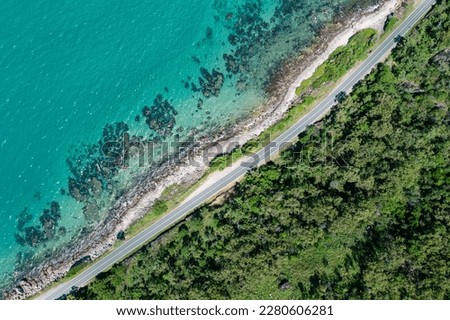 The amazing Captain Cook Highway where the rainforest meets the reef in tropical Far North Queensland, Australia Royalty-Free Stock Photo #2280606281