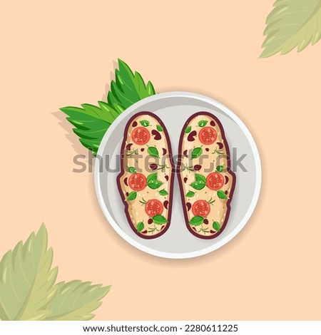 Premium Garlic Bread Pizza Illustrations, Vegetable For Bar Lunch, Art Isolated Drawing Fruit Wine Brunch Elements Vector Collections Design.