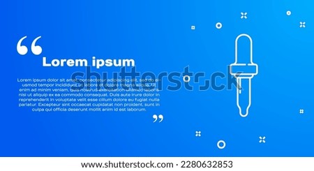 White line Pipette icon isolated on blue background. Element of medical, chemistry lab equipment. Pipette with drop. Medicine symbol.  Vector Illustration Royalty-Free Stock Photo #2280632853