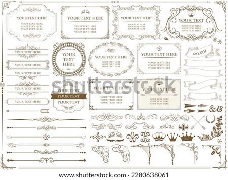 Set of vintage frames. Floral ornament. decorative vector frames and borders. Royalty-Free Stock Photo #2280638061