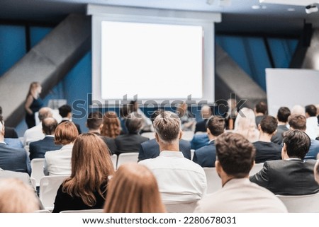 Round table discussion at business conference meeting event.. Audience at the conference hall. Business and entrepreneurship symposium Royalty-Free Stock Photo #2280678031