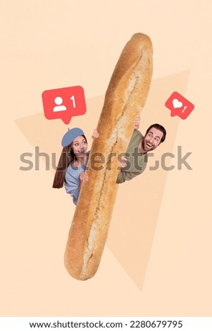 Creative magazine template collage of two people speaking social network from long loaf global communication concept Royalty-Free Stock Photo #2280679795