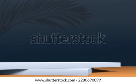 Geometric background for branding with shadow of palm tree branch. Background design for showing of product.