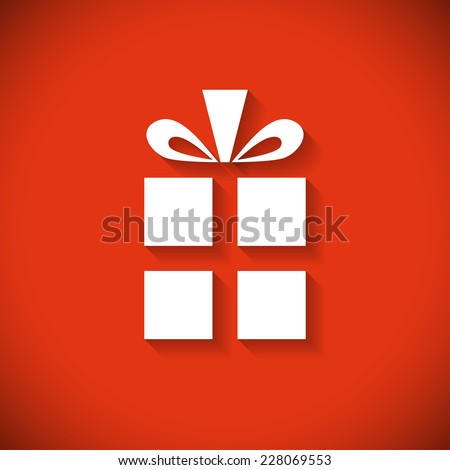 Gift box flat design Christmas greeting card.