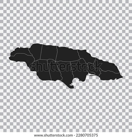 Political map of the Jamaica isolated on transparent background. Vector.