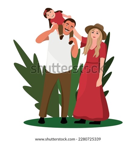 Happy American family on white background