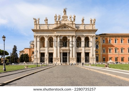 Lateran basilica (Archbasilica cathedral of Most Holy Savior and of Saints John Baptist and John Evangelist in the Lateran) in Rome, Italy Royalty-Free Stock Photo #2280735257