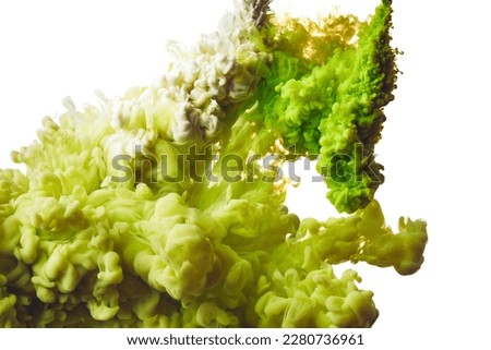 Abstract background with green paint drop over white background