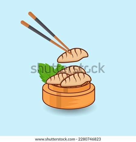  Jiaozi Illustrations Vector With Chopstick. Premium Vegetable Jiaozi Dumpling Steam Bamboo Minimal Meal Tasty Menu Delicious Jiaozi Food Clip Art.