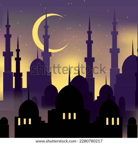 ramadhan ramadan shades mosque night with stars and moon . Ramadan kareem lailatul qadar special month. Fasting ramadhan eid 2023 happy advent islam calendar al-fitr copy paste space