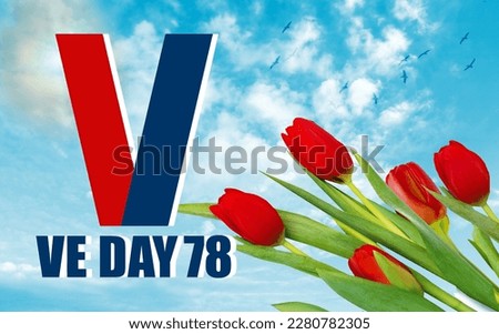 V-E Day 78th Anniversary 8 May logo, greeting card or web banner. Victory in Europe Day banner or poster