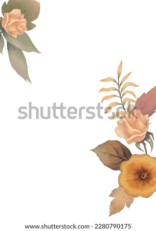 
Autumn leaves and flowers frame illustration. Isolated on white background.