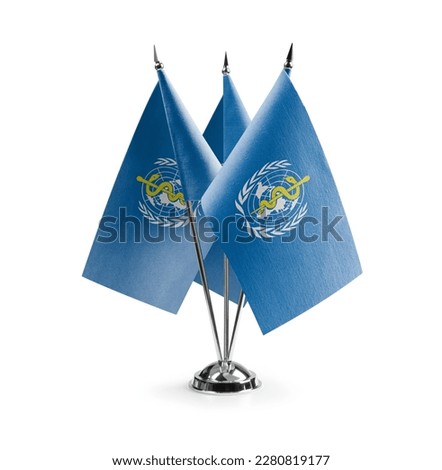 Small national flags of the World Health Organization WHO on a white background. Royalty-Free Stock Photo #2280819177