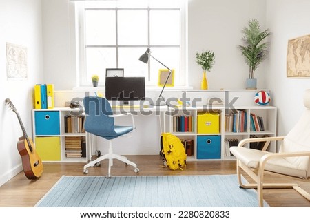 Background view of the teenager's room with modern interior. Royalty-Free Stock Photo #2280820833