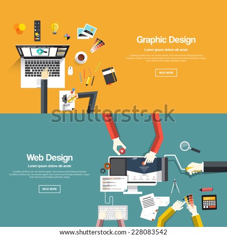 Flat designed banners for graphic design and web design. Vector