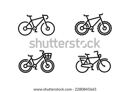 Bicycle outline icon set isolated on white background