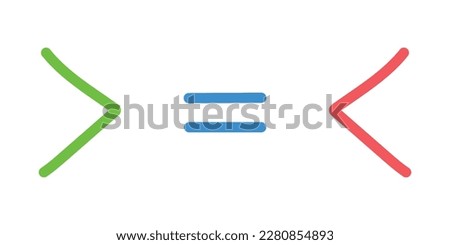 Less than greater than and equal symbol in mathematics. inequality symbols Royalty-Free Stock Photo #2280854893