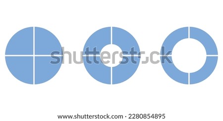 Set of four parts of circle. Pie chart with four same size sectors. Vector illustration isolated on white background. Royalty-Free Stock Photo #2280854895