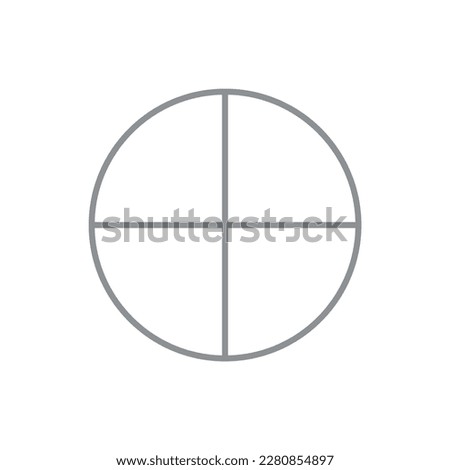 Four parts of circle. Pie chart with four same size sectors. Vector illustration isolated on white background.