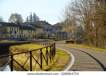 Milan, Lombardy, Italy: winter landscape along the Naviglio Pavese, canal between Milan and Pavia, in February