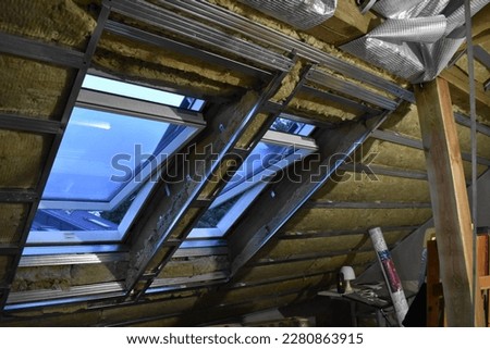 roof insulation with stone wool, view near the window
