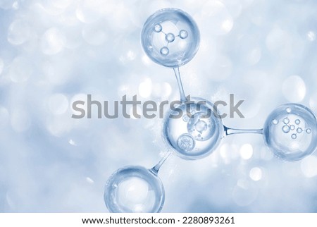molecule and bubble serum on water background Royalty-Free Stock Photo #2280893261