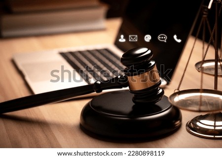 Justice lawyers with Judge gavel, Businessman in suit or lawyer Hiring lawyers in the digital system. Legal law, prosecution, legal adviser, lawsuit, detective, investigation,legal consultant	