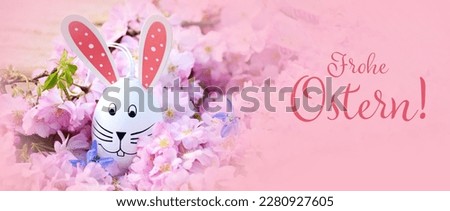 Easter greeting card with German text -  Happy Easter means Frohe Ostern 