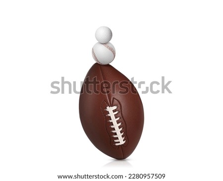 Stack of different sport balls on white background