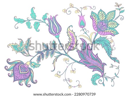 Traditional eastern classical luxury old fashioned floral ornament. Clip art, set of elements for design. Vector illustration.