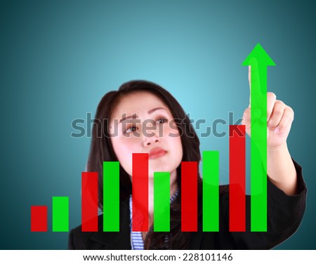 business woman with financial symbol of profit